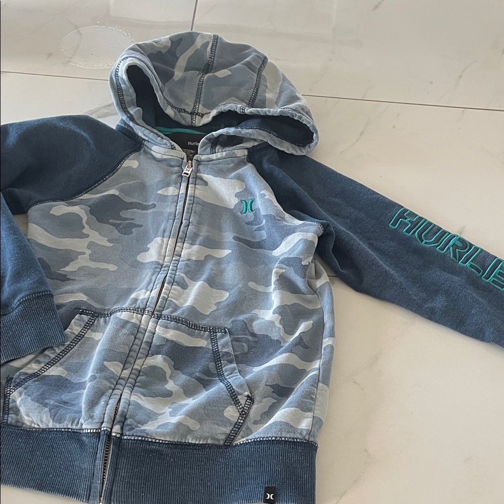 Hurley Kids Gray and Blue Camo Hoodie